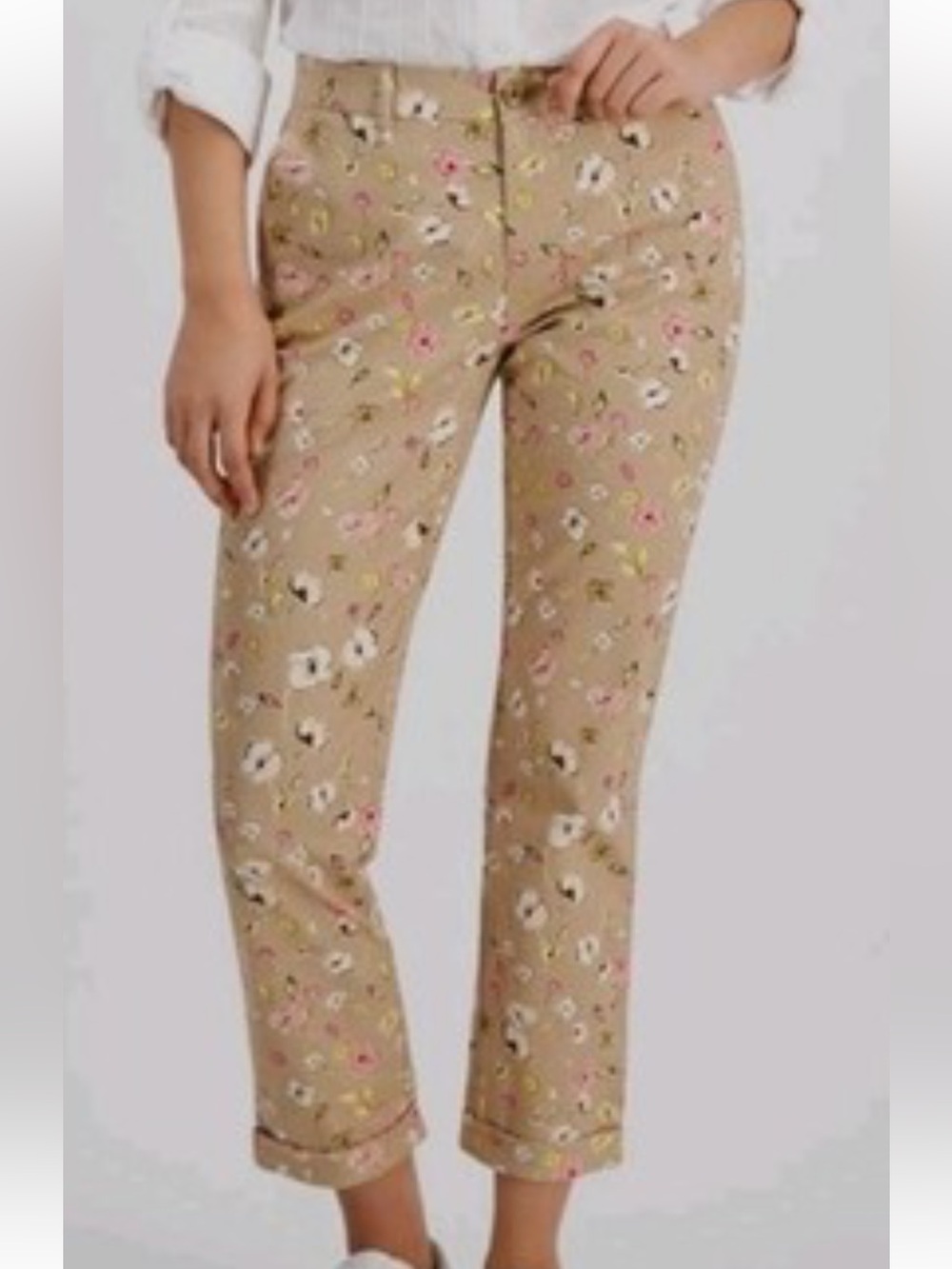 Tommy Hilfiger Beige Floral Cropped Pants size 2 nwt